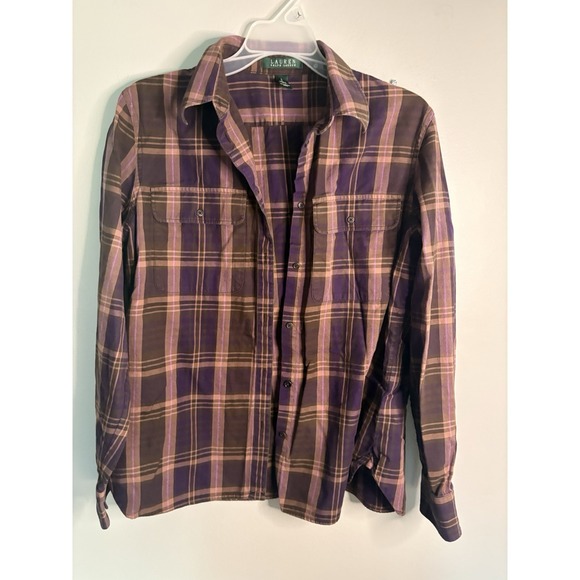 Lauren Ralph Lauren Tops - VTG Ralph Lauren LS Plaid Purple Button Up Large